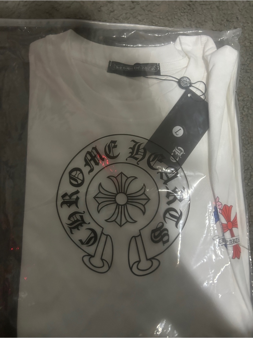Chrome Hearts White Short Sleeve Tee with Black Logo